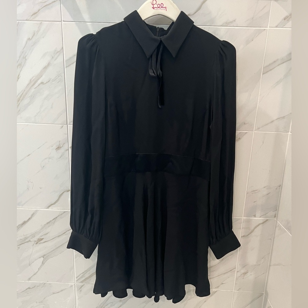 ZARA long sleeve collard black dress